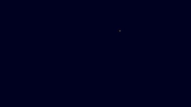 Mavi arka planda parlayan neon çizgili diş ikonu röntgeni izole edildi. Diş röntgeni. Radyoloji görüntüsü. 4K Video hareketli grafik canlandırması.