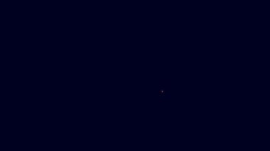 Parlak neon çizgili diş teli simgesi mavi arkaplanda izole edilmiş. Diş ısırığının hizası, diş telli sıra. Diş konsepti. 4K Video hareketli grafik canlandırması.