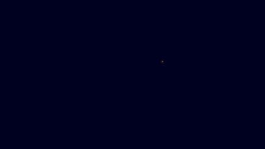Parlayan neon hattı web kamera simgesi mavi arkaplanda izole edildi. Sohbet kamerası. Web kamerası simgesi. 4K Video hareketli grafik canlandırması.
