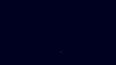 Parlayan neon hattı tavuk yumurtası ve mavi arka planda izole edilmiş sebze ikonu. 4K Video hareketli grafik canlandırması.