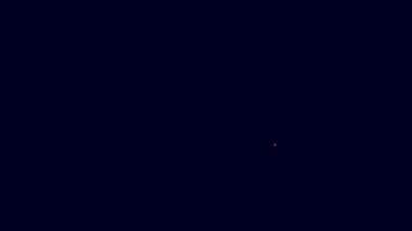 Parlayan neon hattı Tavuk Yumurtası ikonu mavi arka planda izole edildi. 4K Video hareketli grafik canlandırması.