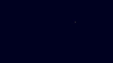 Parlayan neon hattı ikonu mavi arka planda izole edildi. Mutlu Noeller ve mutlu yıllar. 4K Video hareketli grafik canlandırması.