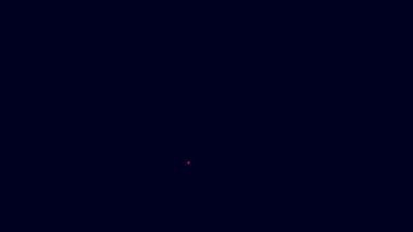Parlayan neon hattı, kar yağan Noel küresi ve mavi arka planda izole edilmiş Noel ağacı ikonu. Mutlu Noeller ve mutlu yıllar. 4K Video hareketli grafik canlandırması.