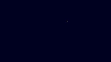 Parlayan neon çizgisi, mavi arkaplanda izole edilmiş karton karton kutu simgesi. Kutu, paket, paket işareti. Teslimat ve ambalaj. 4K Video hareketli grafik canlandırması.