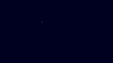 Parlayan neon hattı alıcı simgesi mavi arkaplanda izole edildi. 4K Video hareketli grafik canlandırması.