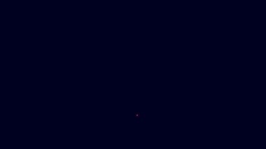 Parlayan neon hattı. Mavi arka planda balık simgesi izole edildi. 4K Video hareketli grafik canlandırması.