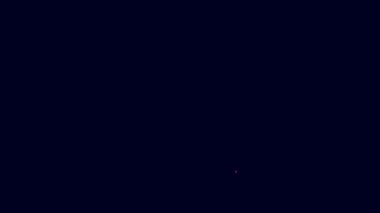Parlak neon çizmeli balıkçı botu simgesi mavi arkaplanda izole edildi. Su geçirmez lastik bot. Yağmurlu hava, balıkçılık, avcılık, bahçe işleri için çizme. 4K Video hareketli grafik canlandırması.