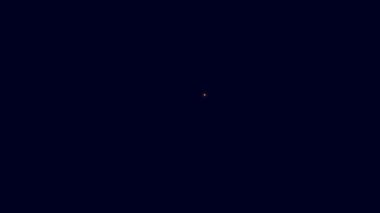 Mavi arka planda izole edilmiş kapakçık simgesi olan parlak neon hattı yağ borusu. 4K Video hareketli grafik canlandırması.