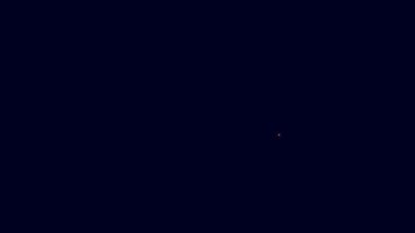 Benzin ikonu için parlayan neon hattı kutusu mavi arka planda izole edildi. Dizel gaz ikonu. 4K Video hareketli grafik canlandırması.