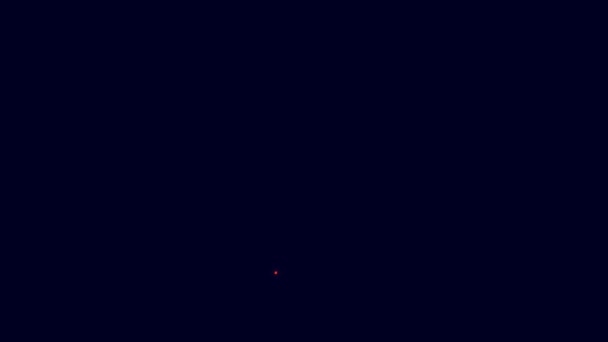 Linea Neon Incandescente Lifebuoy Icona Mano Isolata Sfondo Blu Simbolo — Video Stock