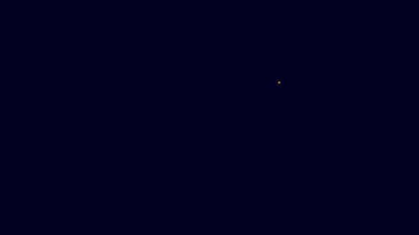 青の背景に分離されたネオンラインエンジェルアイコンを光る メリークリスマスとハッピーニューイヤー 4Kビデオモーショングラフィックアニメーション — ストック動画
