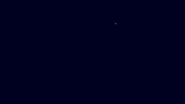 Benzin ikonu için parlayan neon hattı kutusu mavi arka planda izole edildi. Dizel gaz ikonu. 4K Video hareketli grafik canlandırması.