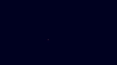 Parlayan neon çizgi ikonu mavi arkaplanda izole edildi. Kazanan sembol. 4K Video hareketli grafik canlandırması.