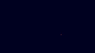 Parlayan neon hattı araba soğutma sistemi ikonu mavi arka planda izole edildi. 4K Video hareketli grafik canlandırması.