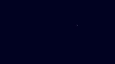 Parlayan neon hattı Demirci örs aracı simgesi mavi arkaplanda izole edildi. Metal dövmesi. Kalpazanlık aleti. 4K Video hareketli grafik canlandırması.