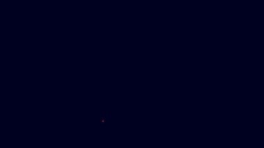Parlak neon hattı. Demirci örs aracı ve çekiç ikonu mavi arkaplanda izole edilmiş. Metal dövmesi. Kalpazanlık aleti. 4K Video hareketli grafik canlandırması.