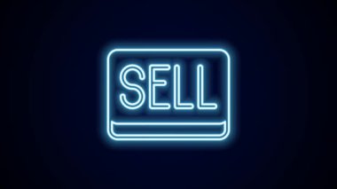Parlayan neon hattı satma simgesi siyah arkaplanda izole edildi. Finansal ve borsa yatırım konsepti. 4K Video hareketli grafik canlandırması.
