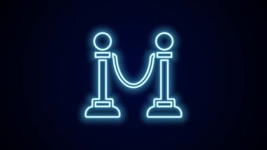 Parlayan neon hattı bariyer simgesi siyah arkaplanda izole edildi. VIP etkinliği, lüks kutlama. Ünlüler partisi girişi. 4K Video hareketli grafik canlandırması.