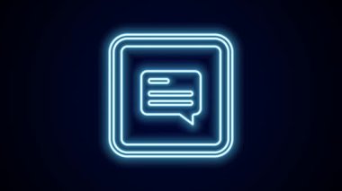 Siyah arkaplanda izole edilmiş altyazı simgesiyle parlayan neon hattı videosu. 4K Video hareketli grafik canlandırması.