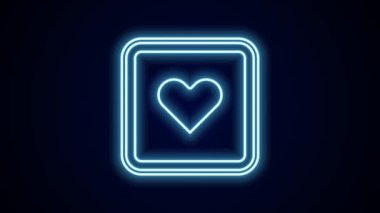Siyah arka planda izole edilmiş kalp ikonu gibi parlayan neon çizgisi. Karşıt Bildirim Simgesi. Insta 'yı takip et. 4K Video hareketli grafik canlandırması.