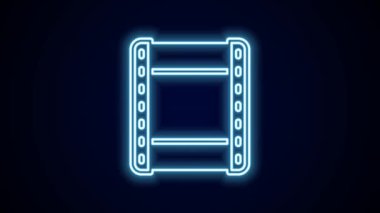 Parlayan neon hattı Görüntü simgesi siyah arkaplanda izole edildi. Film şeridi tabelası. 4K Video hareketli grafik canlandırması.