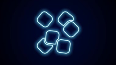 Parlayan neon hattı şeker küpleri simgesi siyah arkaplanda izole edildi. Tatlı, besleyici, lezzetli. Rafine şeker. 4K Video hareketli grafik canlandırması.