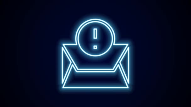 Glowing Neon Line Envelope Icon Isolated Black Background Received Message — Stock Video