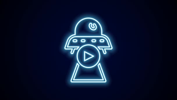Žhnoucí Neonová Čára Ikona Science Fiction Izolovaná Černém Pozadí Sci — Stock video