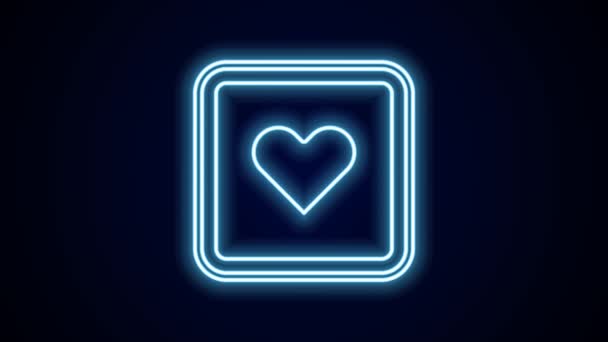 Glowing Neon Line Ikon Jantung Terisolasi Pada Latar Belakang Hitam — Stok Video