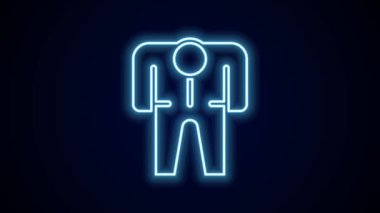 Parlayan neon hattı Beekeeper kostüm ikonu siyah arkaplanda izole edildi. Özel koruyucu üniforma. 4K Video hareketli grafik canlandırması.