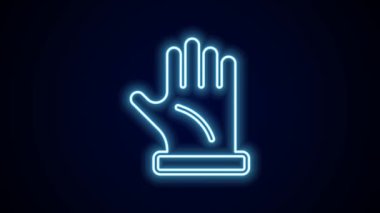 Parlayan neon hattı Arıcı eldiven simgesi siyah arkaplanda izole edildi. 4K Video hareketli grafik canlandırması.