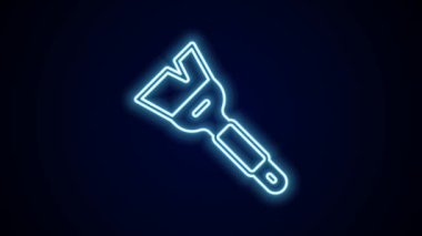 Parlayan neon hattı arıcılık fırçası simgesi siyah arkaplanda izole edildi. Arı yetiştiricisinin aleti. 4K Video hareketli grafik canlandırması.