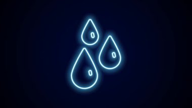 Parlayan neon hattı siyah arkaplanda izole edilmiş bal ikonu damlaları. Bal hücrelerinin sembolü. Tatlı doğal yemek. 4K Video hareketli grafik canlandırması.