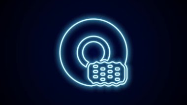 Parlayan neon hattı bulaşık yıkama simgesi siyah arkaplanda izole edildi. Bulaşık yıkama ikonu. Bulaşık makinesi tabelası. Masa takımı tabelası temiz. 4K Video hareketli grafik canlandırması.