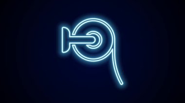 Parlayan neon hattı tuvalet kağıdı rulosu simgesi siyah arkaplanda izole edildi. 4K Video hareketli grafik canlandırması.
