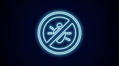 Parlayan neon hattı Colorado Böceği simgesini siyah arkaplanda izole et. 4K Video hareketli grafik canlandırması.