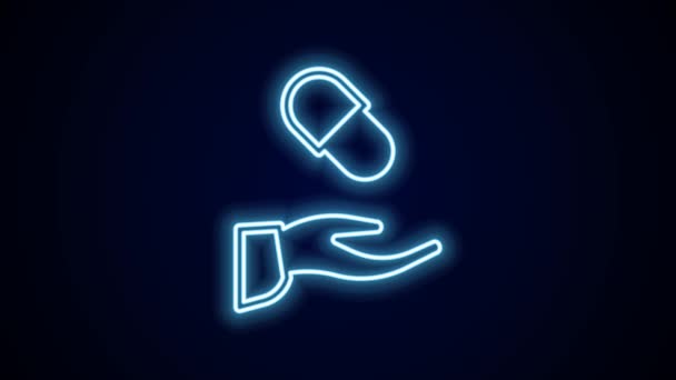 发光的霓虹灯线医学处方图标孤立在黑色背景 Rx表单 接受医疗救助药学或医药符号 4K视频运动图形动画 — 图库视频影像