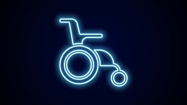 Linha Néon Brilhante Cadeira Rodas Para Ícone Pessoa Com Deficiência — Vídeo de Stock