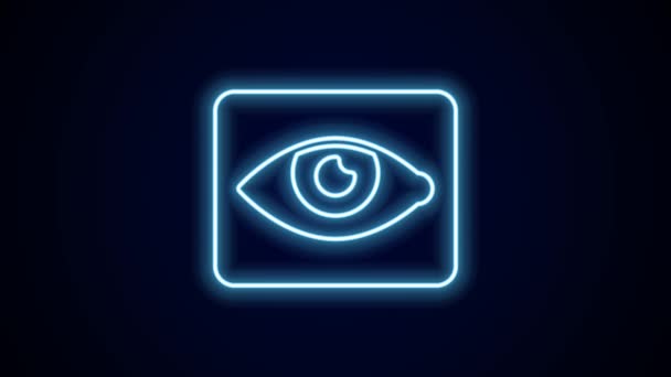 Glowing Neon Line Red Eye Effect Icon Isolated Black Background — Stock Video