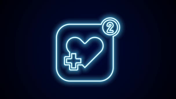 Светящийся Неоновая Линия Смартфон Функцией Монитора Частоты Сердечных Сокращений Значок — стоковое видео