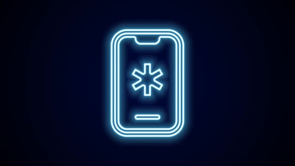 Linea Neon Incandescente Telefono Con Chiamata Emergenza Icona 911 Isolata — Video Stock