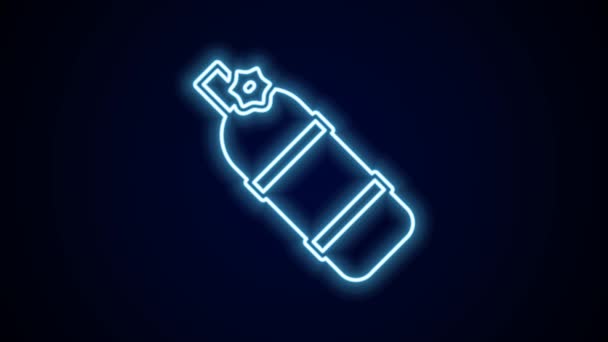 Glowing Neon Line Aqualung Icon Isolated Black Background Oxygen Tank — Stock Video