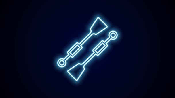 Glowing Neon Line Oars Paddles Boat Icon Isolated Black Background — Stock video