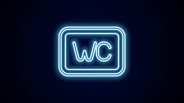 Glowing Neon Line Toilet Icon Isolated Black Background Sign Washroom — Stock Video