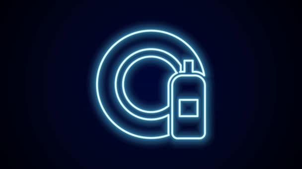Glowing Neon Line Dishwashing Botol Cair Dan Ikon Pelat Terisolasi — Stok Video