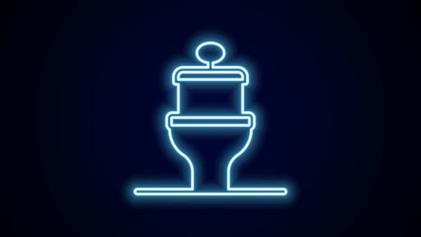 Glödande Neon Linje Toalett Skål Ikon Isolerad Svart Bakgrund Video — Stockvideo