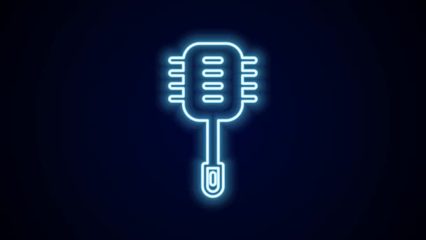 Glowing Neon Line Toilet Brush Icon Isolated Black Background Cleaning — Stock Video