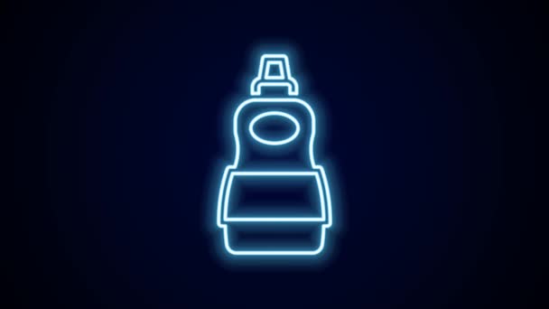 Linea Neon Luminosa Icona Bottiglia Liquida Lavaggio Stoviglie Isolata Fondo — Video Stock