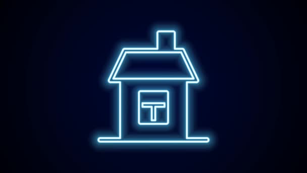 Leuchtende Leuchtschrift House Symbol Isoliert Auf Schwarzem Hintergrund Heimatsymbol Video — Stockvideo