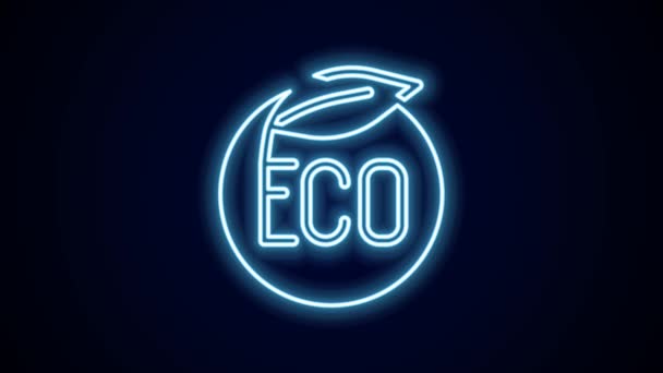Glödande Neon Line Banner Etikett Tagg Logotyp För Eko Grön — Stockvideo